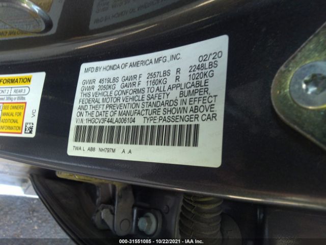 Photo 8 VIN: 1HGCV3F44LA006104 - HONDA ACCORD HYBRID 