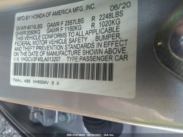 Photo 8 VIN: 1HGCV3F45LA013207 - HONDA ACCORD HYBRID 