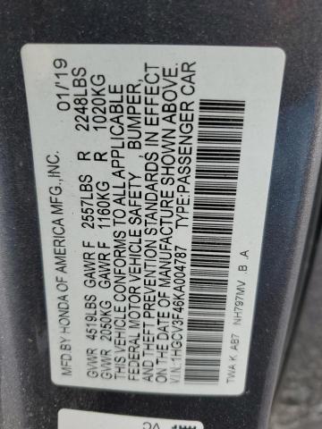 Photo 11 VIN: 1HGCV3F46KA004787 - HONDA ACCORD HYB 