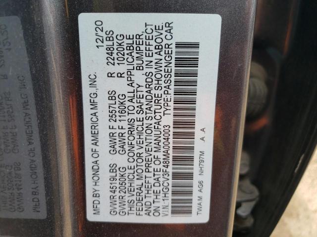 Photo 9 VIN: 1HGCV3F48MA004003 - HONDA ACCORD HYB 