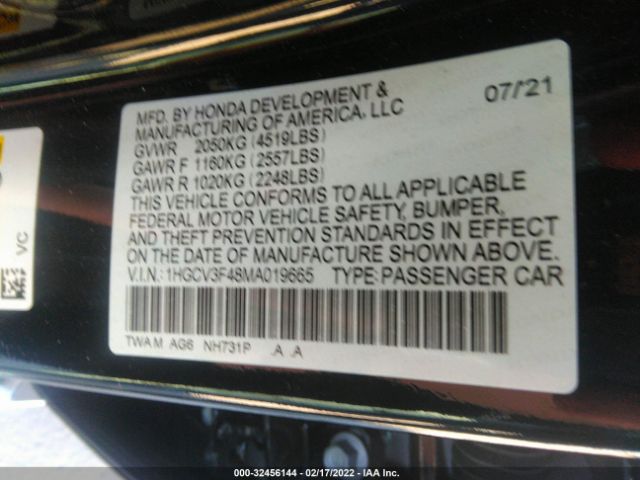 Photo 8 VIN: 1HGCV3F48MA019665 - HONDA ACCORD HYBRID 