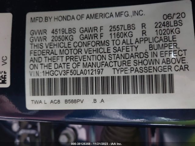 Photo 8 VIN: 1HGCV3F50LA012197 - HONDA ACCORD 