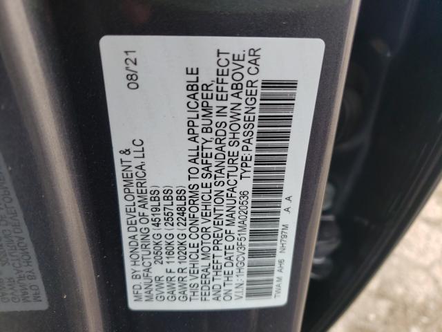 Photo 9 VIN: 1HGCV3F51MA020536 - HONDA ACCORD HYB 