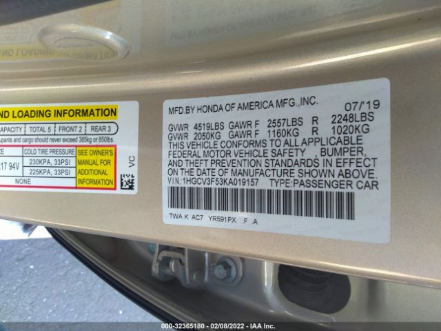 Photo 8 VIN: 1HGCV3F53KA019157 - HONDA ACCORD HYBRID 