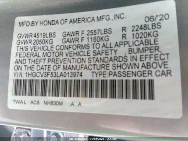 Photo 8 VIN: 1HGCV3F53LA013974 - HONDA ACCORD HYBRID 