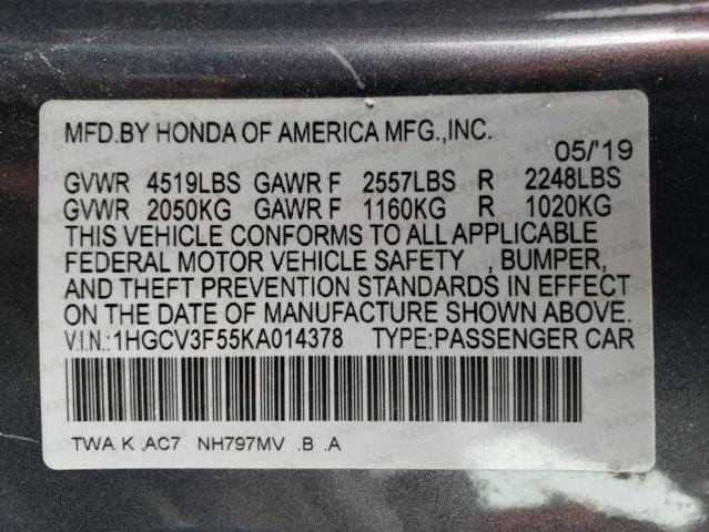 Photo 12 VIN: 1HGCV3F55KA014378 - HONDA ACCORD 