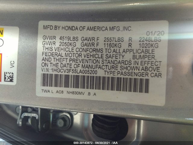 Photo 8 VIN: 1HGCV3F55LA005200 - HONDA ACCORD HYBRID 