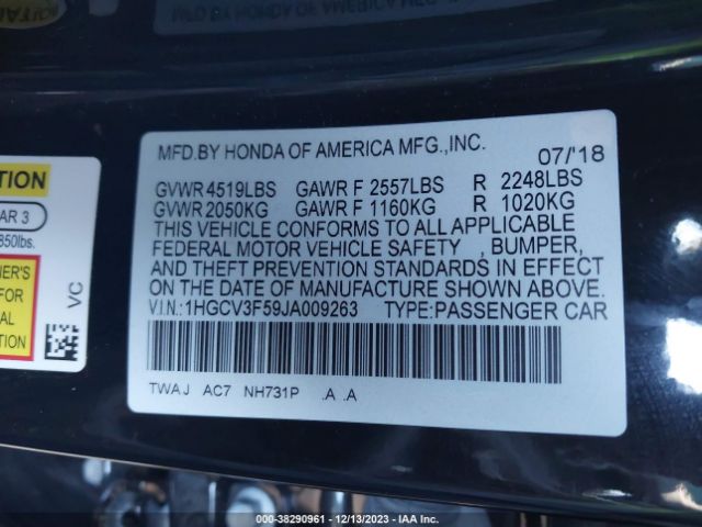 Photo 8 VIN: 1HGCV3F59JA009263 - HONDA ACCORD HYBRID 