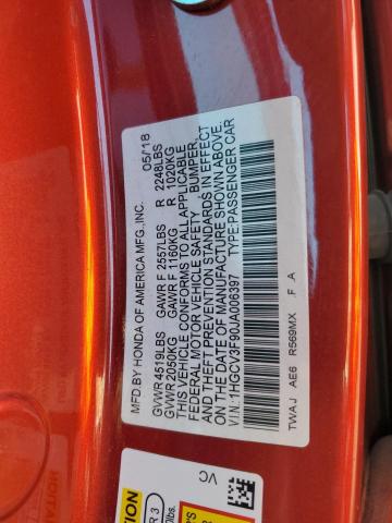 Photo 11 VIN: 1HGCV3F90JA006397 - HONDA ACCORD 