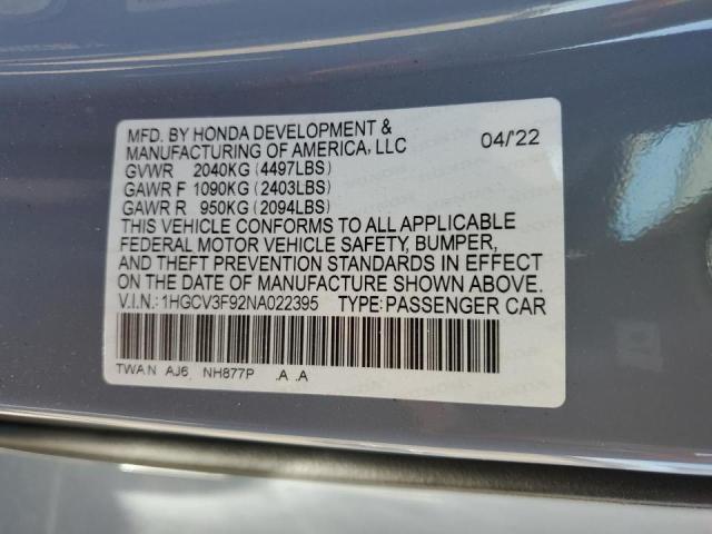 Photo 9 VIN: 1HGCV3F92NA022395 - HONDA ACCORD TOU 