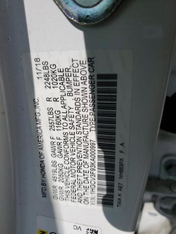 Photo 12 VIN: 1HGCV3F93KA000997 - HONDA ACCORD 