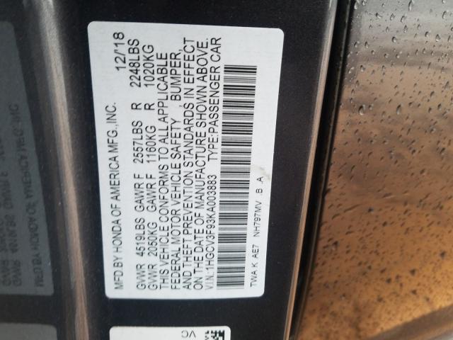 Photo 9 VIN: 1HGCV3F93KA003883 - HONDA ACCORD TOU 