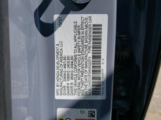 Photo 11 VIN: 1HGCV3F94MA022574 - HONDA ACCORD TOU 