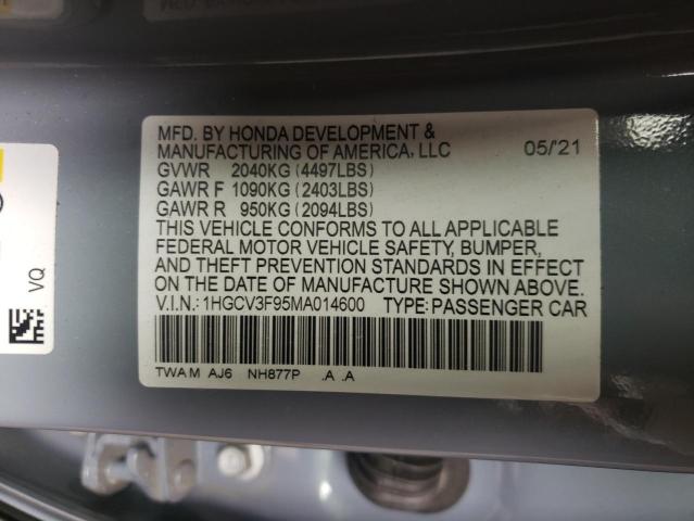 Photo 9 VIN: 1HGCV3F95MA014600 - HONDA ACCORD TOU 