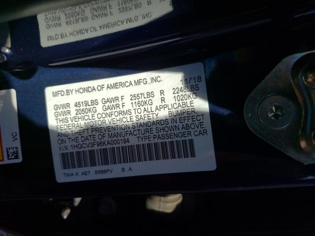 Photo 9 VIN: 1HGCV3F96KA000184 - HONDA ACCORD TOU 