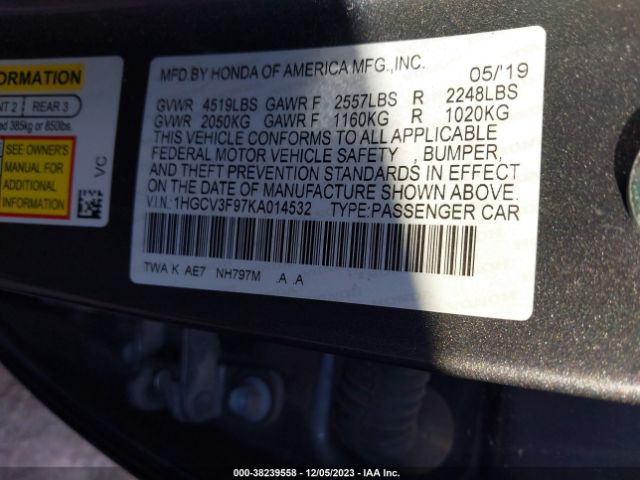 Photo 8 VIN: 1HGCV3F97KA014532 - HONDA ACCORD HYBRID 