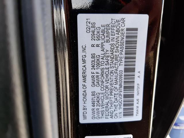 Photo 9 VIN: 1HGCV3F97MA009933 - HONDA ACCORD TOU 