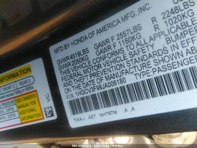 Photo 8 VIN: 1HGCV3F98JA006180 - HONDA ACCORD HYBRID 