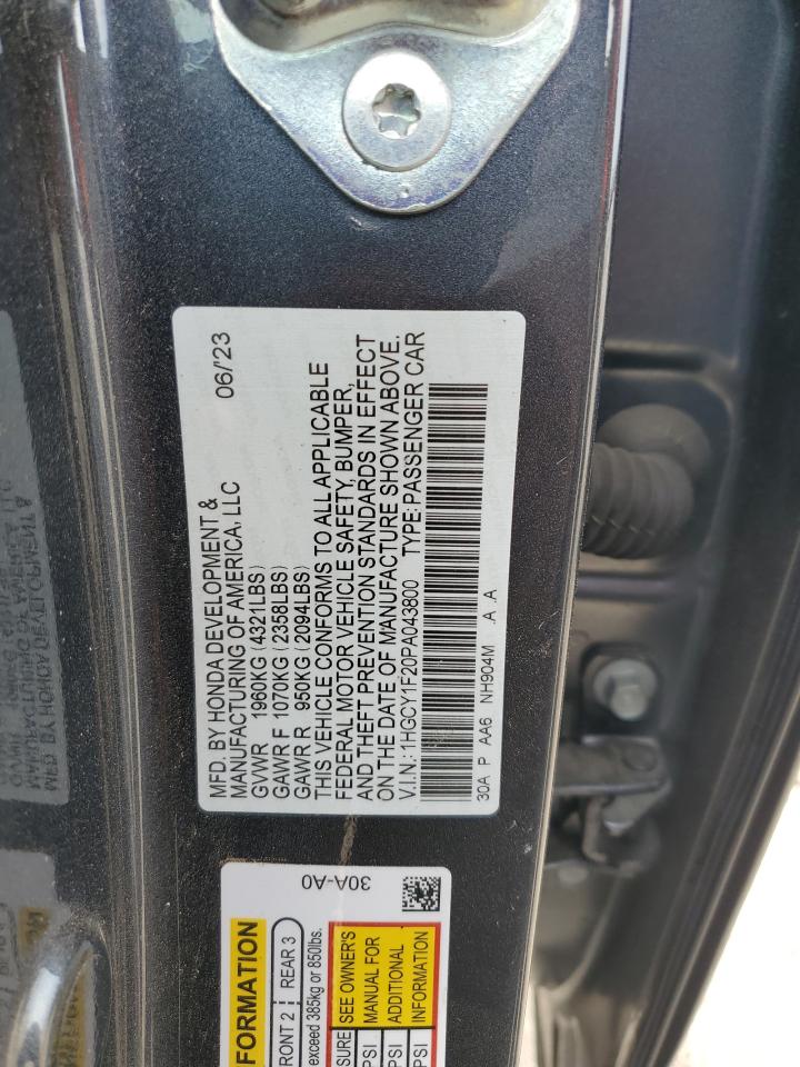 Photo 12 VIN: 1HGCY1F20PA043800 - HONDA ACCORD 