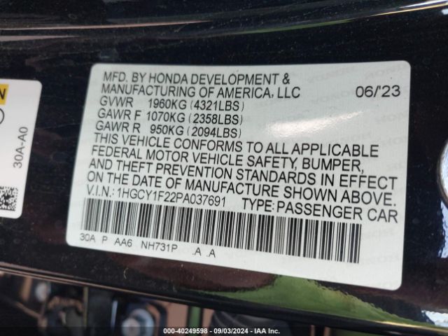 Photo 8 VIN: 1HGCY1F22PA037691 - HONDA ACCORD 