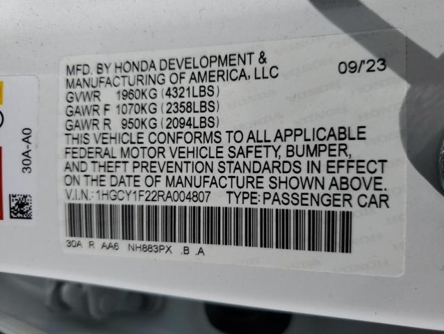 Photo 12 VIN: 1HGCY1F22RA004807 - HONDA ACCORD LX 