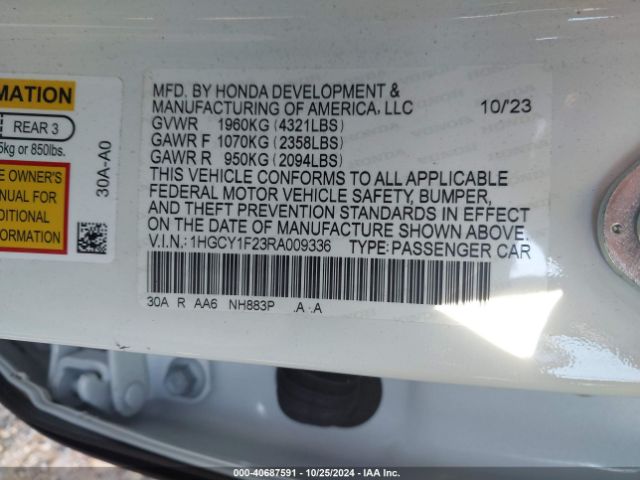 Photo 8 VIN: 1HGCY1F23RA009336 - HONDA ACCORD 