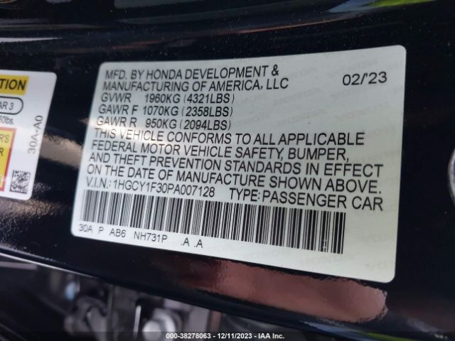 Photo 8 VIN: 1HGCY1F30PA007128 - HONDA ACCORD 