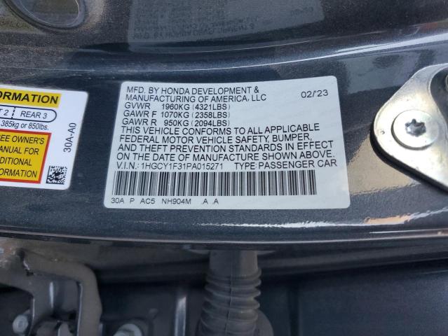 Photo 11 VIN: 1HGCY1F31PA015271 - HONDA ACCORD EX 