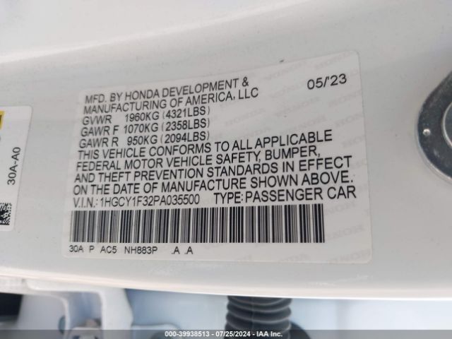 Photo 8 VIN: 1HGCY1F32PA035500 - HONDA ACCORD 