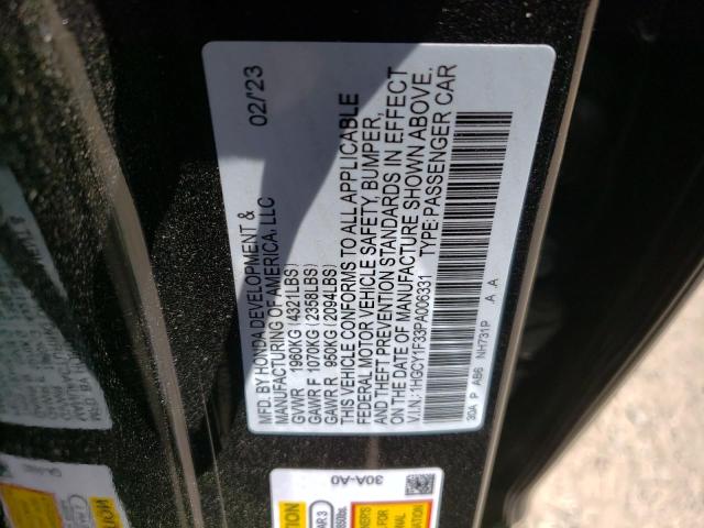 Photo 12 VIN: 1HGCY1F33PA006331 - HONDA ACCORD EX 