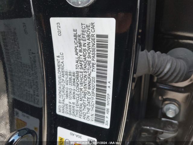 Photo 8 VIN: 1HGCY1F33PA007205 - HONDA ACCORD 