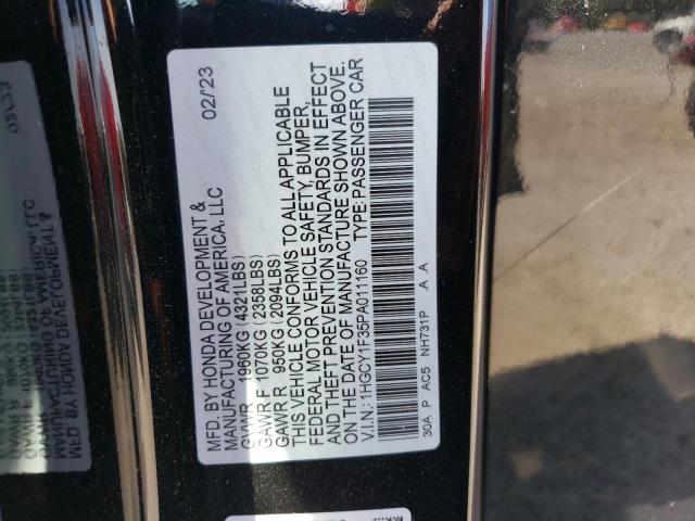 Photo 11 VIN: 1HGCY1F35PA011160 - HONDA ACCORD 