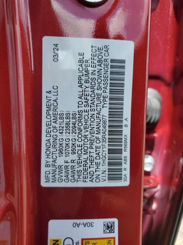 Photo 11 VIN: 1HGCY1F35RA049877 - HONDA ACCORD EX 