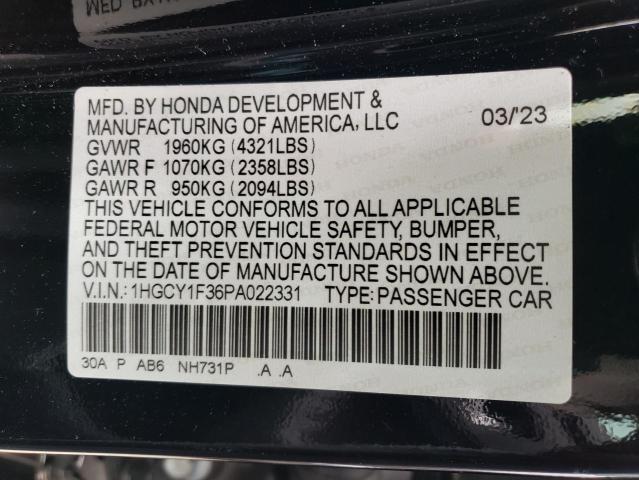 Photo 11 VIN: 1HGCY1F36PA022331 - HONDA ACCORD EX 