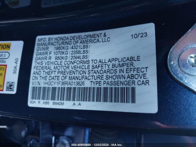 Photo 8 VIN: 1HGCY1F36RA013826 - HONDA ACCORD 