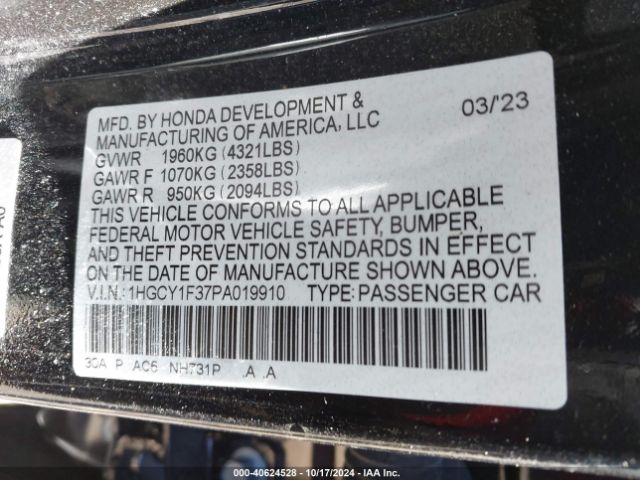 Photo 8 VIN: 1HGCY1F37PA019910 - HONDA ACCORD 