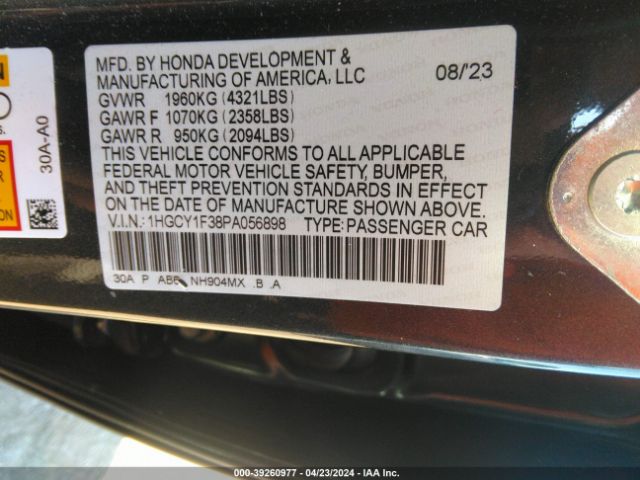 Photo 8 VIN: 1HGCY1F38PA056898 - HONDA ACCORD 