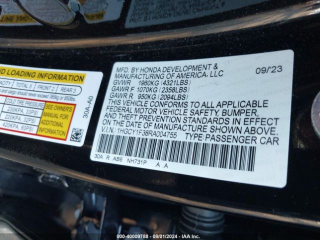 Photo 8 VIN: 1HGCY1F38RA004755 - HONDA ACCORD 