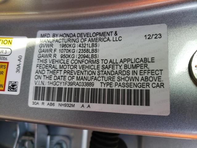 Photo 11 VIN: 1HGCY1F39RA033889 - HONDA ACCORD EX 