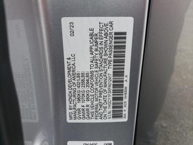 Photo 11 VIN: 1HGCY1F3XPA012417 - HONDA ACCORD EX 