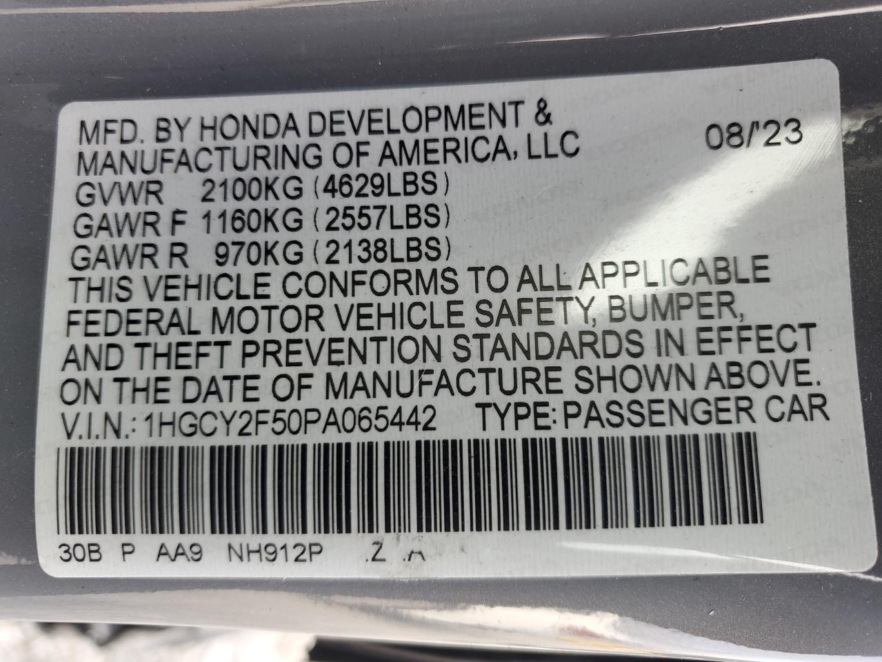 Photo 11 VIN: 1HGCY2F50PA065442 - HONDA ACCORD 