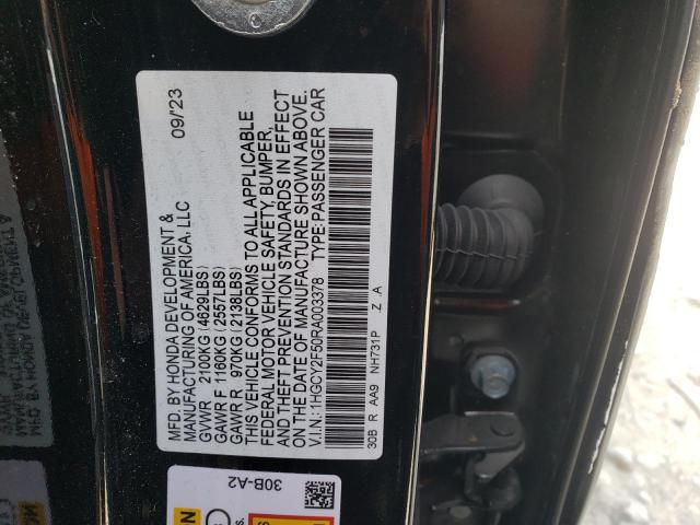 Photo 12 VIN: 1HGCY2F50RA003378 - HONDA ACCORD 