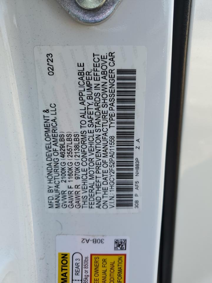 Photo 11 VIN: 1HGCY2F52PA011558 - HONDA ACCORD 