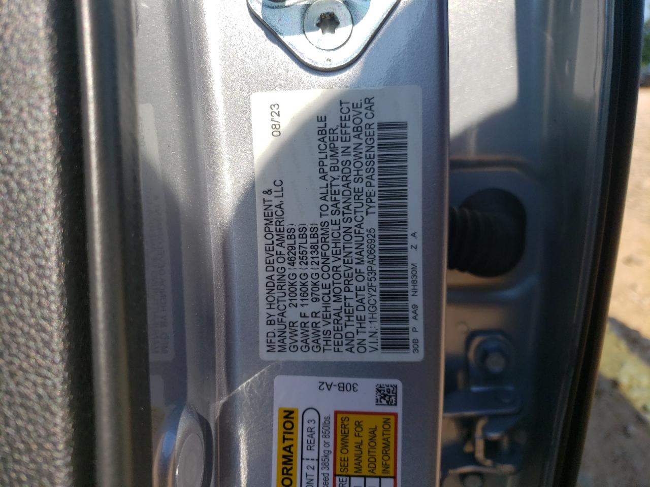 Photo 11 VIN: 1HGCY2F53PA066925 - HONDA ACCORD 