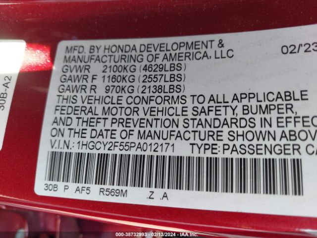 Photo 8 VIN: 1HGCY2F55PA012171 - HONDA ACCORD 