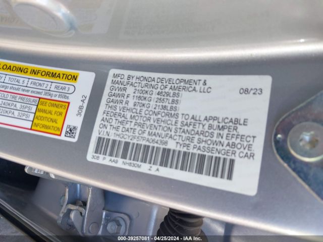 Photo 8 VIN: 1HGCY2F57PA064398 - HONDA ACCORD 