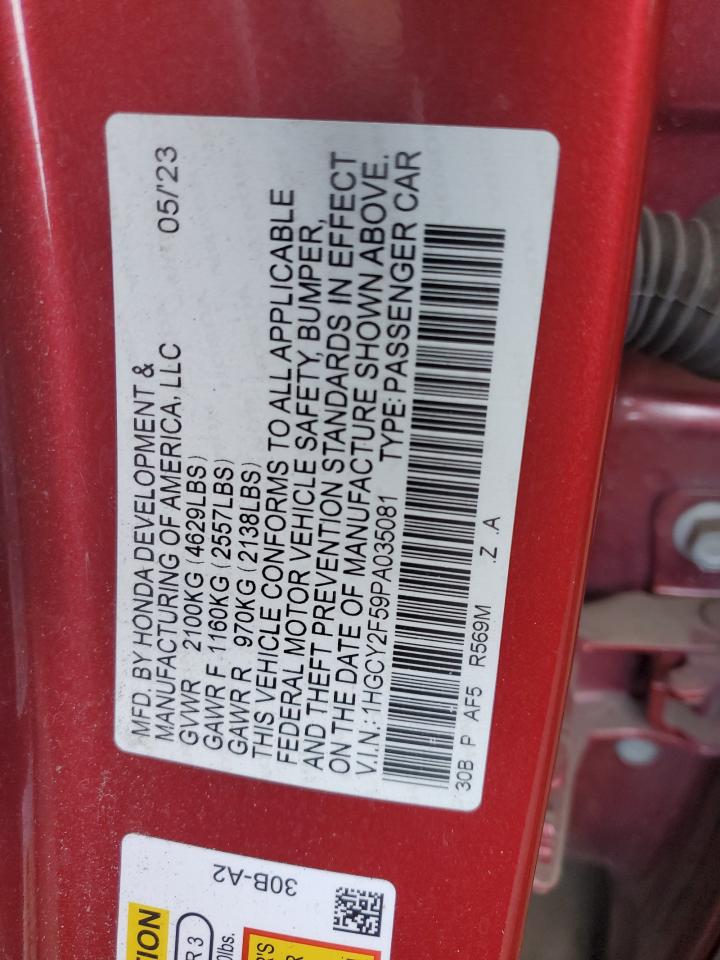 Photo 11 VIN: 1HGCY2F59PA035081 - HONDA ACCORD 