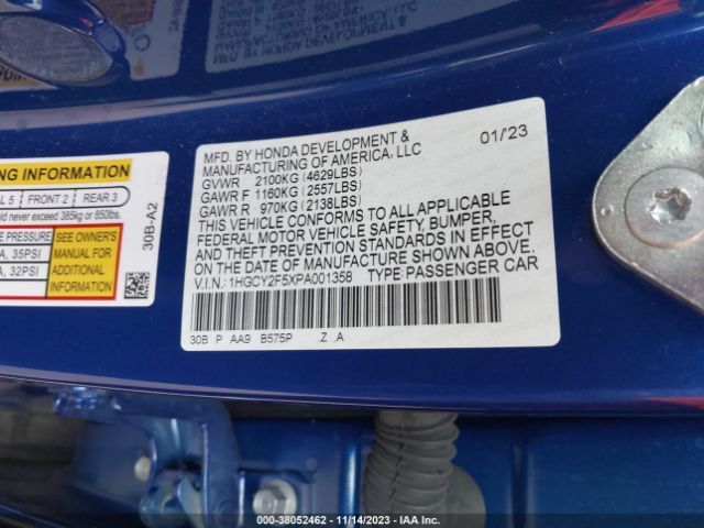 Photo 8 VIN: 1HGCY2F5XPA001358 - HONDA ACCORD 