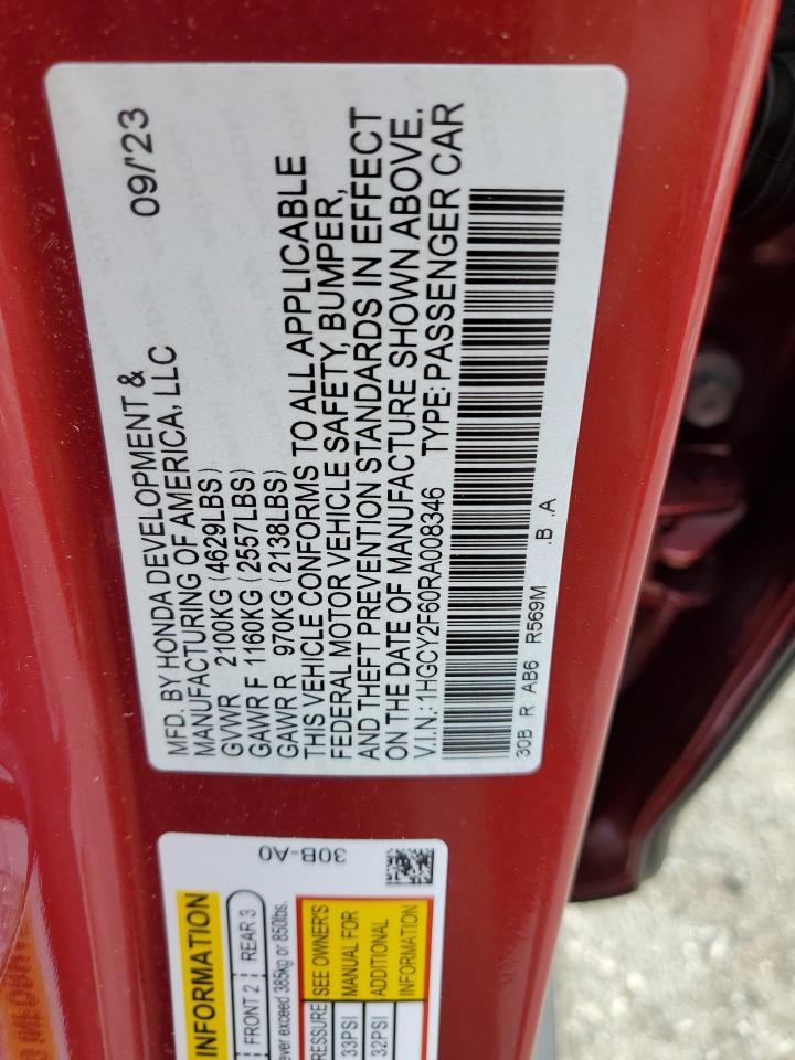 Photo 11 VIN: 1HGCY2F60RA008346 - HONDA ACCORD 