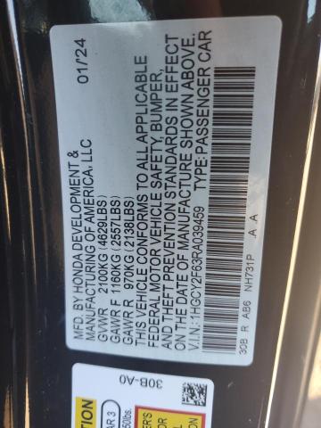 Photo 11 VIN: 1HGCY2F63RA039459 - HONDA ACCORD 